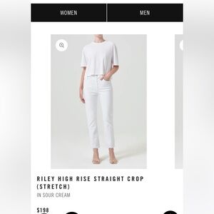 Agolde Riley pant in white, never worn